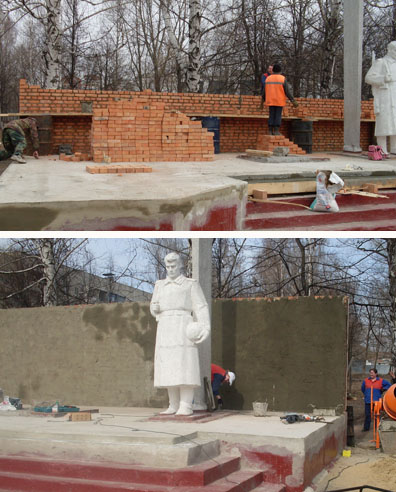 Завершается реконструкция обелиска в сквере «Победа» города Шумерли